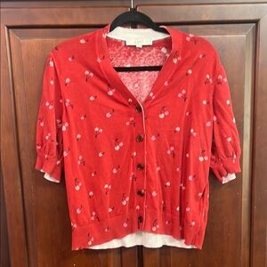 LOFT Red and White Blouse